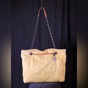LANVIN Elegant Tan Quilted Shoulder Bag
